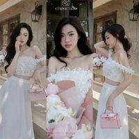 set áo cúp phối ren 🦋 chân váy xếp ly- đi dự tiệc, dạo phố, sinh nhật