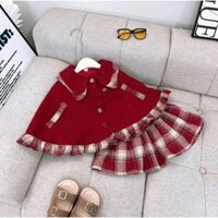 Sét áo dạ choàng cv kẻ bé gái