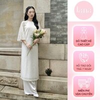 Set Áo dài Ánh nguyệt cao cấp Lana mang gam màu trắng tôn lên nét dịu nhẹ của nàng thơ Việt - SD001 - Tết