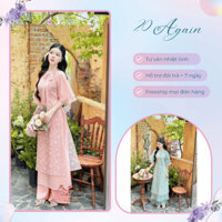 Set Áo Dài Cách Tân Dáng Trẻ 4 Màu Chất Liệu Vải Thêu Hoa Cao Cấp Phối Quần Phi Bóng Siêu Xinh Xinh