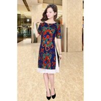 Set Áo Dài Cách Tân Gấm Thun Trung Niên Cao Cấp AV198