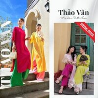 Set Áo Dài Cách Tân Gấm Tơ Cổ Tròn Xuông Đủ Màu, Dáng Lửng Mặc Lễ Tết , Đi Chơi - Áo Dài Thảo Vân Nữ Kem Women Dress