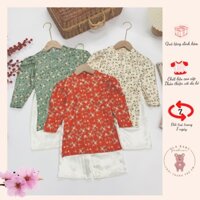 Set áo dài cách tân  hoa nhí cho bé gái - 3 màu Đỏ Xanh Be cho bé từ 8-20kg - Ula Baby