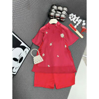 Sét áo dài cách tân lụa 4 tà cho bé gái từ 10-28kg. Hàng hottrend Tết