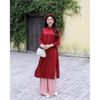 SET ÁO DÀI CÁCH TÂN LỤA NÚT NGỌC TAY LỠ KÈM QUẦN LƯNG THUN