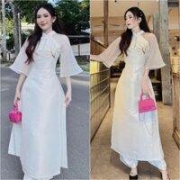 Set áo dài cách tân mặc sang chất vải tapta thêu hoa kèm quần dài chất vải phi lụa Women