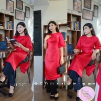 Sét Áo Dài Gấm Đỏ và Quần Lụa Đen UAD001 🧧Freesize 🧧