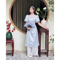 🍷SET ÁO DÀI GẤM PHỐI LƯỚI + QUẦN LỤA 🔥𝐇𝐨𝐚̉ 𝐓𝐨̂́𝐜🔥 𝐌𝐄𝐎𝐈𝐍𝐃𝐀𝐇𝐎𝐔𝐒𝐄