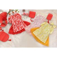 Set áo dài hoa xốp kèm cài tóc