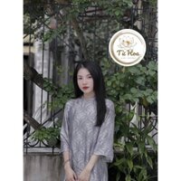 Set áo dài lụa bạc họa tiết chữ thọ, Áo dài lụa tơ tằm cao cấp, Set áo dài nữ , Áo dài Từ Hoa