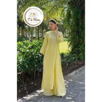 Set áo dài lụa Vàng họa tiết hoa cúc, Áo dài lụa tơ tằm cao cấp, Set áo dài nữ , Áo dài Từ Hoa