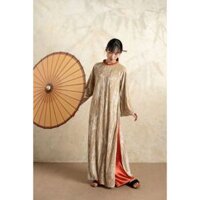 Set áo dài Nguyệt Cát_Chất liệu nhung the cao cấp với tone màu nhã nhặn