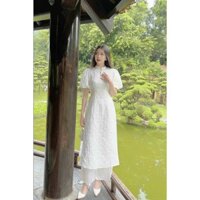 Set áo dài tết áo dài cách tân hiện đại chất gấm dày dặn cho nàng diện chụp concept đi chùa đi lễ siêu thanh lịch