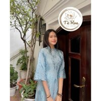 Set áo dài xanh mint họa tiết chữ hỷ, Áo dài lụa tơ tằm cao cấp, Set áo dài nữ , Áo dài Từ Hoa