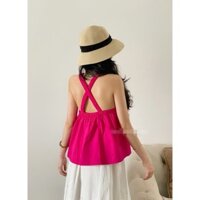 Set áo dây nhún hở lưng + váy