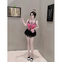 Sét áo dây phối ren ( có bra) phối chân váy voan 2 tầng siêu xinh(p)
