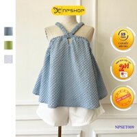 Set áo dây yếm xốp kết hợp quần short lưng chun freesize NPSET009
