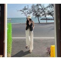 SET ÁO ĐEN 2S CỘT DÂY + QUẦN SUÔNG TRẮNG