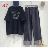 Sét áo Do You MIX quần bò HDA0420, áo thun nam nữ, quần kaki, quần nữ, sét bộ mặc ở nhà -DVGIT