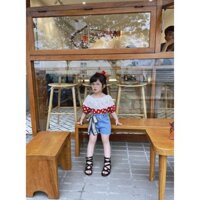 Set áo đũi chấm bi và quần bò