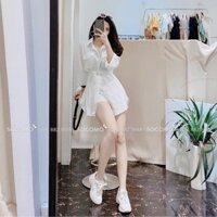 Set áo đũi vạy bầu thắt eo kèm quần short