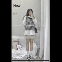 set áo gile + sơ mi form rộng cá tính