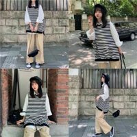 SET ÁO GILE SƠ MI KẺ NGANG ĐEN TRẮNG