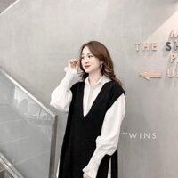 Set áo gile + sơ mi