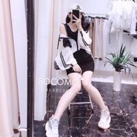 Set áo gió và váy sọc ulzzang cá tính
