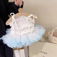 Set áo hai dây thắt nơ họa tiết chấm bi chân váy tutu xinh cho bé set mùa hè cho bé gái mẫu mới 2025 QCCC