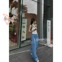 Set áo hai dây và quần dài túi hộp bo chun 43787