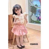 Set áo hoa cánh tiên mix chân váy đính nơ cho bé gái từ 10-30kg, Set áo hoa nhí kèm váy xòe xinh xắn, đáng yêu