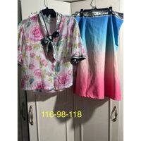 Set áo hoa + chân váy ombre big size