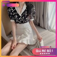 Set Áo Hoa Cúc Cổ Vest Sang Chảnh Mix Chân Váy Đuôi Cá Đẹp Mê Ly