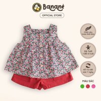 Set áo hoa nhí quần linen cho bé gái Bananè Kids họa tiết xinh xắn - B09D