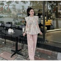 SET ÁO HOA TAY CÁNH TIÊN PHỐI QUẦN SUÔNG DÀI