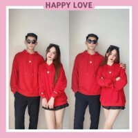 Set Áo Hoodie Đôi Nam Nữ Màu Đỏ Noel Tết Thêu Trái Tim Hàng QUẢNG CHÂU L1 Dành Cho Các Cặp Đôi Couple HAPPYLOVE H018