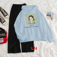 Sét áo hoodie thiếu nữ ô vuôngVàquần ống rộng, áo co dãn thu đông xây dựng thời trang, chất dày ấm áp, mặc không xù Lita