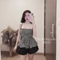 Set áo kẻ caro quần short-88