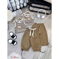 set áo kẻ quần bom bé gái