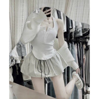 SET ÁO KHOÁC CÁNH DƠI MIX CHÂN VÁY XOÈ XÁM