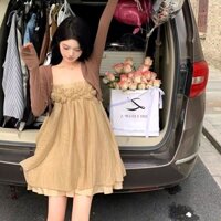 Set Áo Khoác Cardigan dài tay + Váy BabyDoll Xòe Tầng