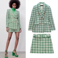 Set áo khoác chân váy thu đông chất dạ tweed xịn (Order)