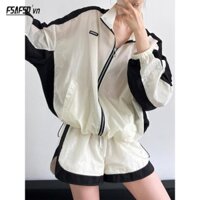 Set Áo Khoác Chống Nắng + Quần Short Ống Rộng Màu Sắc Thời Trang Mùa Hè Cho Nữ