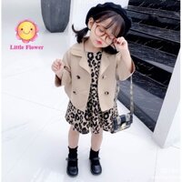 set áo khoác kèm váy da báo cho bé gái