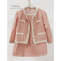 Set áo khoác và váy dạ Tweed có nhũ óng ánh cho bé chất liệu siêu đẹp và xịn