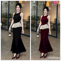 set áo kiểu nữ phối tơ chân váy đuôi cá siêu hot