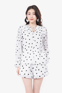 Set áo kiểu nữ và quần short chấm bi