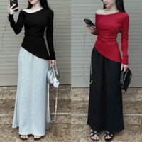 Sét áo lệch tà bệt vai và chân váy đuôi cá from dài
