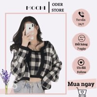 Set áo len 2 in 1 kẻ caro, chất len mềm mịn, dáng croptop, full 3 màu siêu xinh, phong cách tiểu thư Hàn Quốc